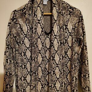 Snake print sweater with attached scarf